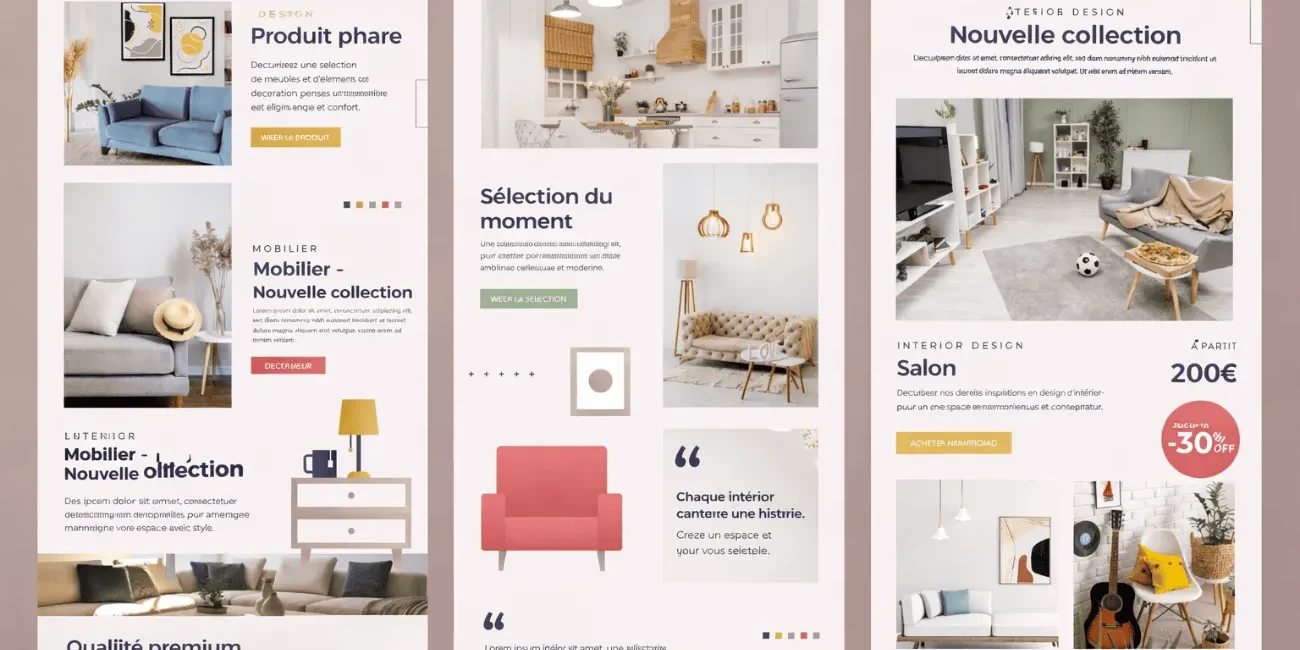 Visuels réseaux sociaux pour une marque de mobilier et décoration, réalisés par Taladova