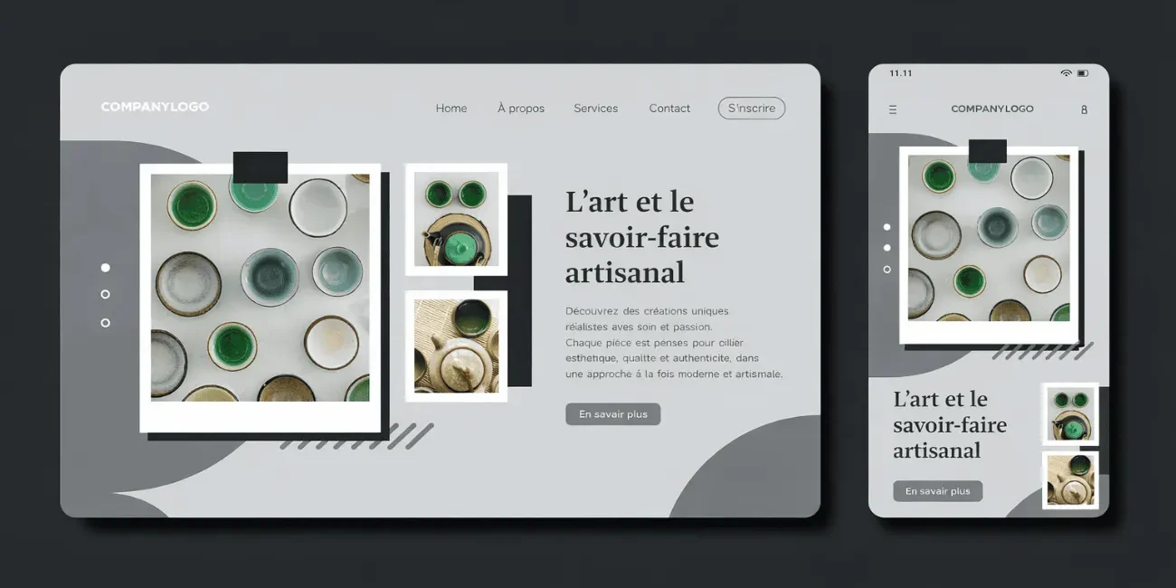 Maquette de site vitrine pour une marque de céramique artisanale, réalisée par Taladova